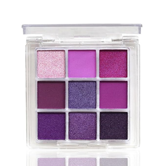Purple Glitter Matte Eyeshadow Palette, 9 Colors Shimmer High Pigmented Eyeshadow Powder, Dream Purple Eye Shadow Palette Makeup,Waterproof Blendable Colorful Eyeshadow Palette for Girl Women