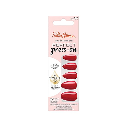 Sally Hansen Salon Effects Perfect Press-On Nails | Almond Shape | Easy to Apply, Non-Damaging | 30 Nails, Nail Glue, Adhesive Tabs, File | ASAP Apple
