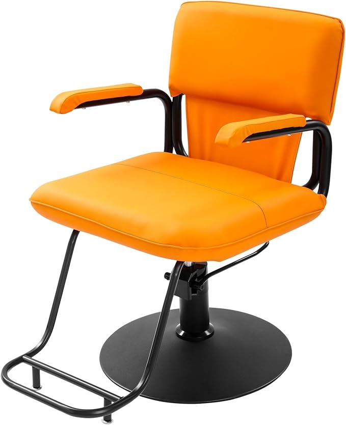 Barber Salon Chair for Hair Stylist,Hair Chair for Barbershop Home Height Adjustable & 360° Swivel Styling Salon Chairs Spa Beauty Salon Equipment, 550Lbs Capacity (Orange)
