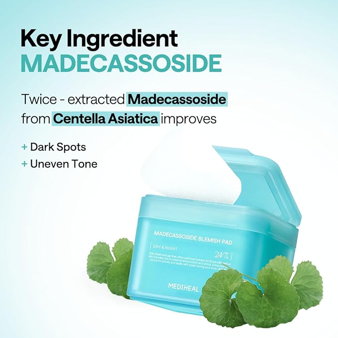MEDIHEAL Toner Pads [Madecassoside] - Blemish Care Toner Pad with Centella Asiatica - Improves Uneven Skin Tone & Deep Hydration - Vegan Hypoallergenic Face Gauze (100 Count)