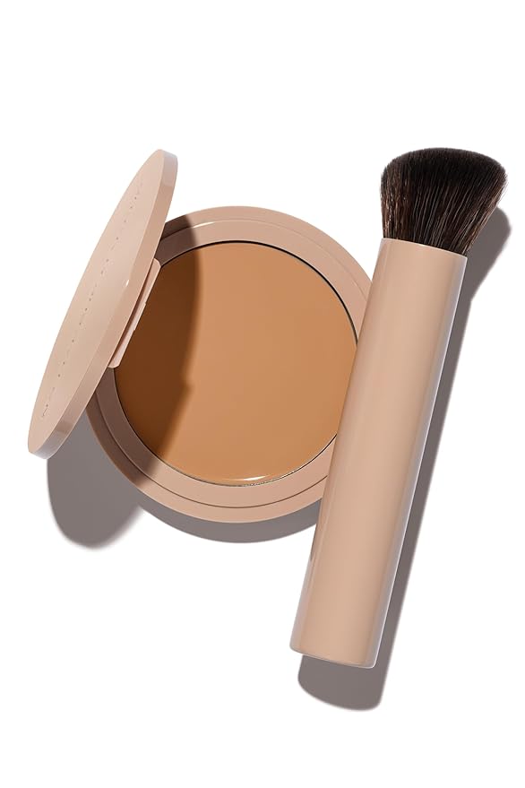 No Makeup Makeup Long-Lasting Lightweight Foundation & Brush Duo | Cruelty-Free, Fragrance-Free, Buildable, Transfer-Proof Makeup (Natural)