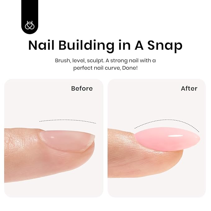 Beetles Builder Gel 15ML, 7 in 1 Builder Strengthener Gel Translucent Pink Nude Gel Nail Extension Brush in Bottle UV Gel Nail Polish, No Slip Solution Need Base Gel Needed