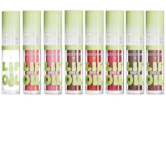 8 Pack Hydrating Glow Lip Oil Makeup Set for Women, Moisturizing Lip Gloss with Glow Finish, Long Lasting Nourishing Lip Care Fat Oil Lip Drip, Sweet Candy Scent (8 COLORS)