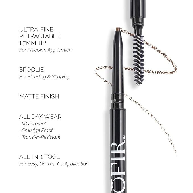OFIR Brow Trace Precision Browliner | Waterproof, Ultra-Fine Tip Blonde Eyebrow Pencil | Smudge-Proof, Cruelty Free, Matte Finish | Long-Wear Brow Tool with Spoolie | Blonde Shot, 0.003 OZ