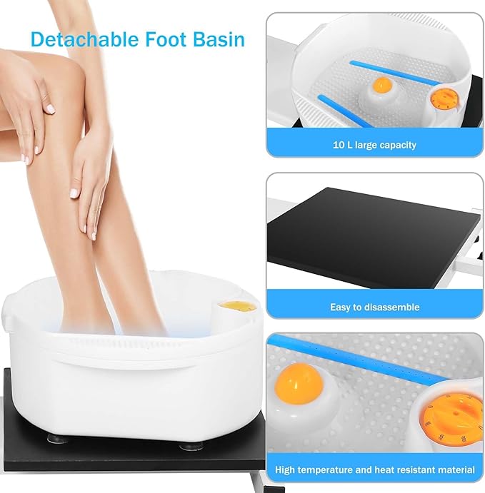 Pedicure Chair with Massage Foot Bath for Nail Tech and Foot Bath, Pedicure Chair 360 ° Rotation Height Adjustable Pedicure Unit Station (450graykou)