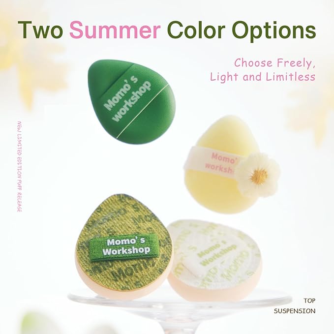 Mini Denim Makeup Sponge Set,Mini Makeup Blenders Sponge for Concealer/Blush/Highlighter, Perfect for Detail Work & Travel,4pcs Green Mini Concealer Puffs with Travel Pouch