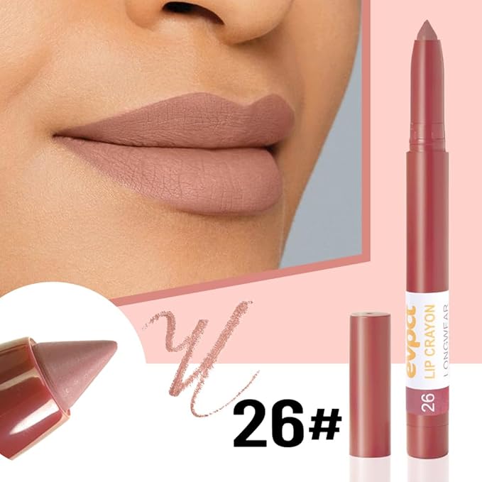 evpct Nude Lip Liner Crayon Pencils Set for Women, Matte Latte Nude Lip Stick Crayon Long Lasting, Lips Pencil Liner and Lipstick set, Lipliner Pencil, 24 Hours Long Wear Lipstick Built-in Sharpener
