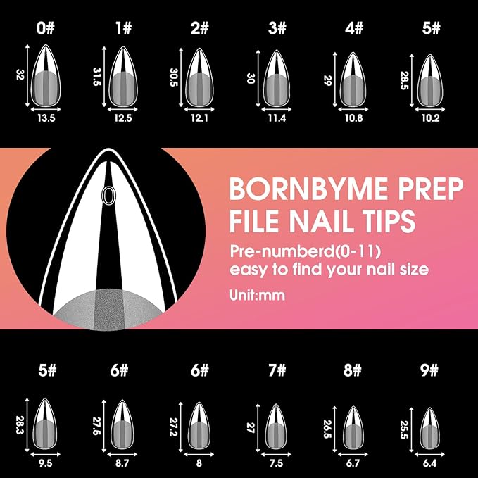 Medium Stiletto Soft Gel Nail Tips, BORNBYME 240 PCS Pre Buff Full Cover Shaped Nail Extenison Tips Half Matte Gel Nail Tips