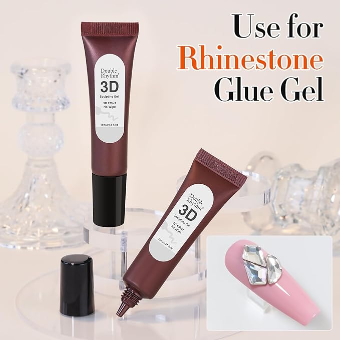 Double Rhythm 0.5 Oz 3D Nail Gel Nail Art Sculpting Gel No Wipe Gel Polish for Nail Designs DIY Nail Art for Drawing, Molding, Sculpture and Decoration (3D Sculpting Gel Clear)