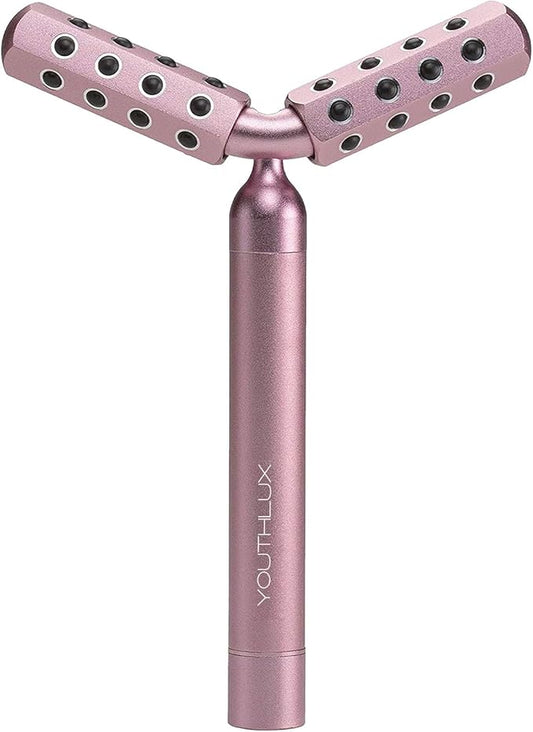 Revolution Roller - Germanium Stone Uplifting Face/Body Beauty Massage Tool/Roller/Wand for Skin Tightening/Firming, De-Puffing, Anti-Aging (Rose Gold)