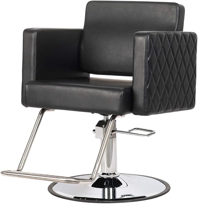 Buy-Rite Diamond Styling Chair for Salons & Spas, Modern Styling Chair with Diamond Stitch Pattern, Extra Wide Seat, Open Seat-Back for Cleaning, Lumbar Support Cushion, NIN-6613