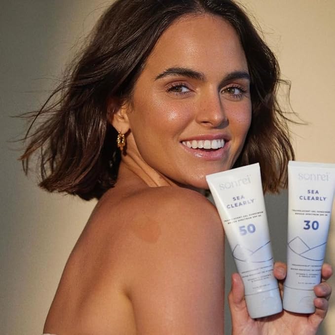 Sonrei Sea Clearly Premium SPF 50 Clear Face and Body Organoshield Sunscreen Gel | UVA, UVB & Antioxidant Enriched, UV Protection, Vegan, GMO & Gluten Free - (10.20 Fl Oz (Pack of 3)