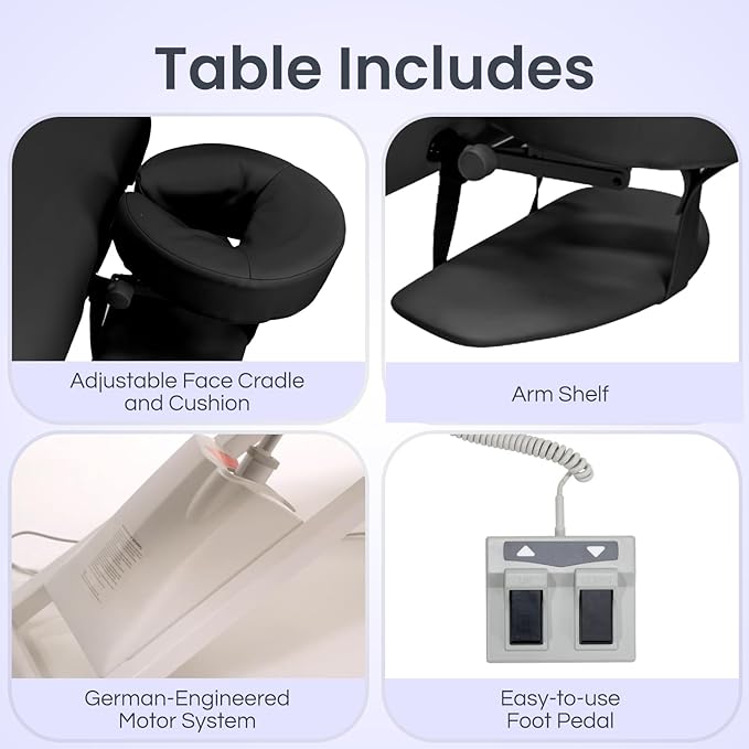 Electric Massage, Spa, and Treatment Table - Adjustable Height and Foot Control, ADA Compliant Treatment Table for Esthetician, Massage Therapists and Spa Professionals
