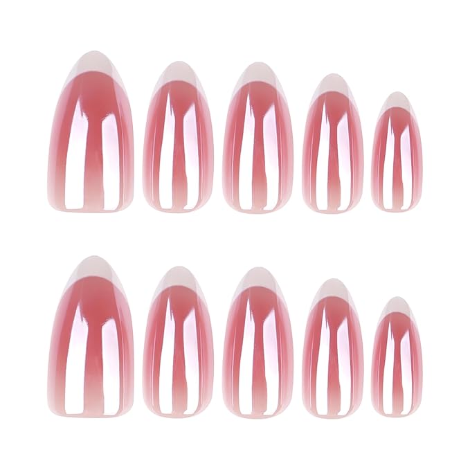 Press On Nails Short Oval, French Tip Chrome Acrylic Press On Nails Short Oval, Designer Reusable Glazed Fake Nails, Glossy Soft Gel Nails Wedding, Stick Glue On Nail Press Ons for Women