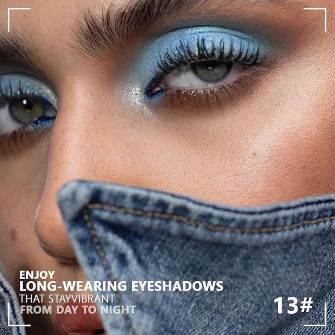 Powder Eyeshadow Quad, Blue Taupe Matte Shimmer Eye Shadow Palette Makeup, Neutral Vegan Eye Shadow Palette for Older Women Pigmented Waterproof, paleta de sombras de ojos, Blendable,13