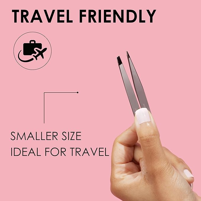JAPONESQUE Slant and Point Tweezers Set, for Defining and Shaping Brows, Made with Hand-Sharpened Stainless, Ideal for Travel
