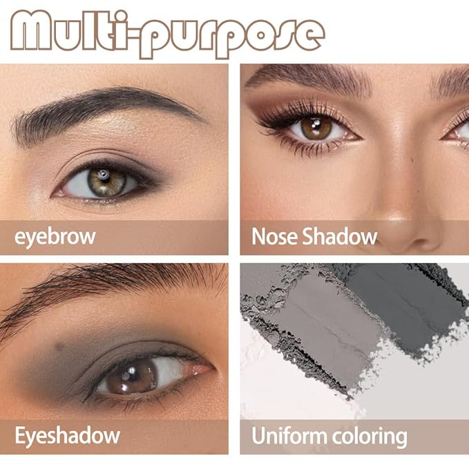 Eye Brow Powder for Women, Taupe Eyebrow Powder Kit with Brush, Long-Lasting 3 Colors Brow Palette, Filler for Full, Defined Natural Brows Shaping (01)