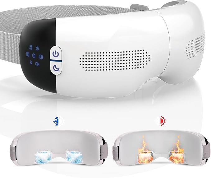 HuBDIC HubiCare Eye Massager with Heat & Built-in Cooling System, Smart Bluetooth Air Compression Eye Mask, Migraine Relief, Dry Eyes, Relaxation and Reduce Eye Strain, Gifts for Women/Men (White)