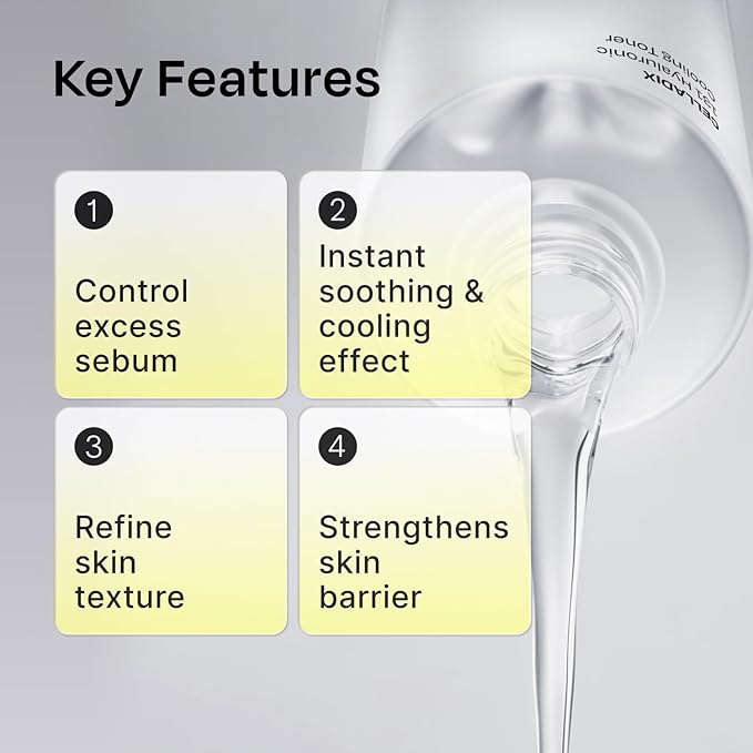 Celladix 131 Hyaluronic Cooling Toner, Korean Skincare Facial Toner with Panthenol, Squalane & Botanical Complex- Instant Soothing, Hydrating & Oil Control for Sensitive & Acne-Prone Skin, 10.1 Fl Oz