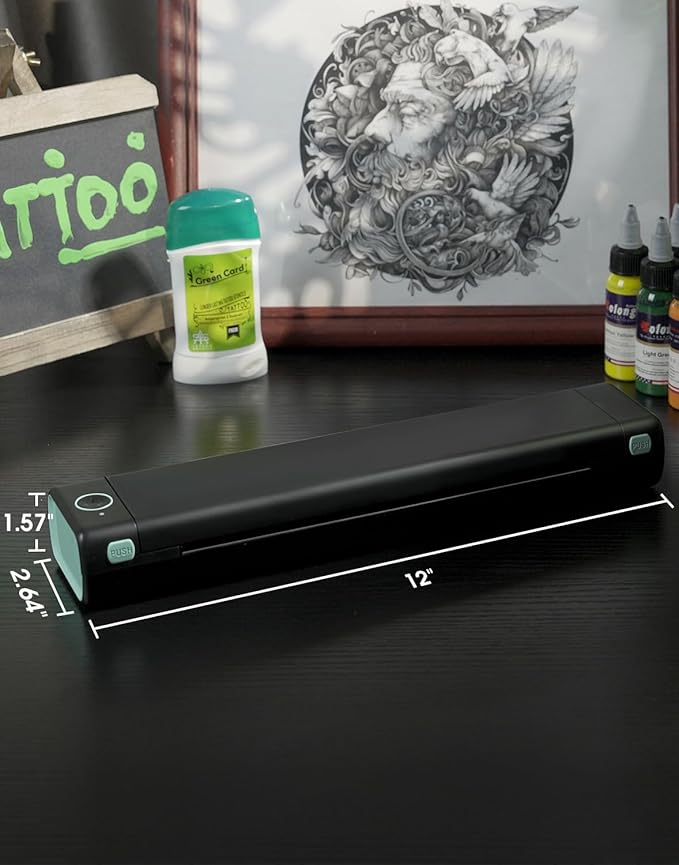 Phomemo M08F Wireless Tattoo Transfer Stencil Printer, Thermal Tattoo Machine with 10pcs Free Stencil Paper, Portable Printer Kit for Artists & Beginners, Compatible with Smartphone & PC