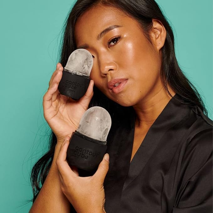 Contour Cube Original - Ice Roller for Sculpting & De-Puffing - Face Ice Roller & Massager with BPA-Free Silicone - Ice Mold for Face - Skin Care Tools for Daily Skincare (180ml) - Jet Black