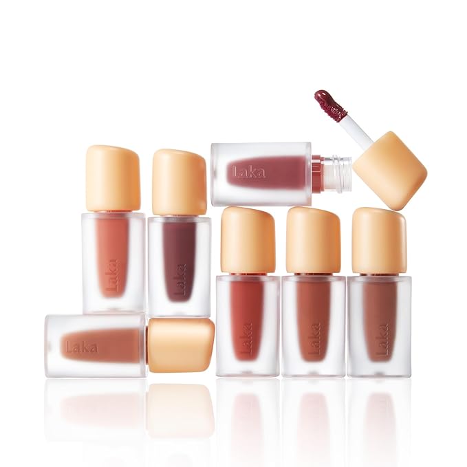 Laka Fruity Glam Tint, 4.5g/0.15 oz., Glowing Lip Stain with Wide Color Spectrum, Hydrating & Lightweight Texture, Long-Lasting Bold Stain, Non-Sticky, Vegan, K-Beauty (#120 Caffeine Rose)