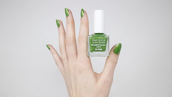 Pacifica Natural Nail Polish – Plant Magic Glitter Green Polish - Plant Based, Non-Toxic & Clinically Tested - Lasting Colors, Glossy Chip-Resistant, Clean Beauty Dermatologist Approved, Green Goddess