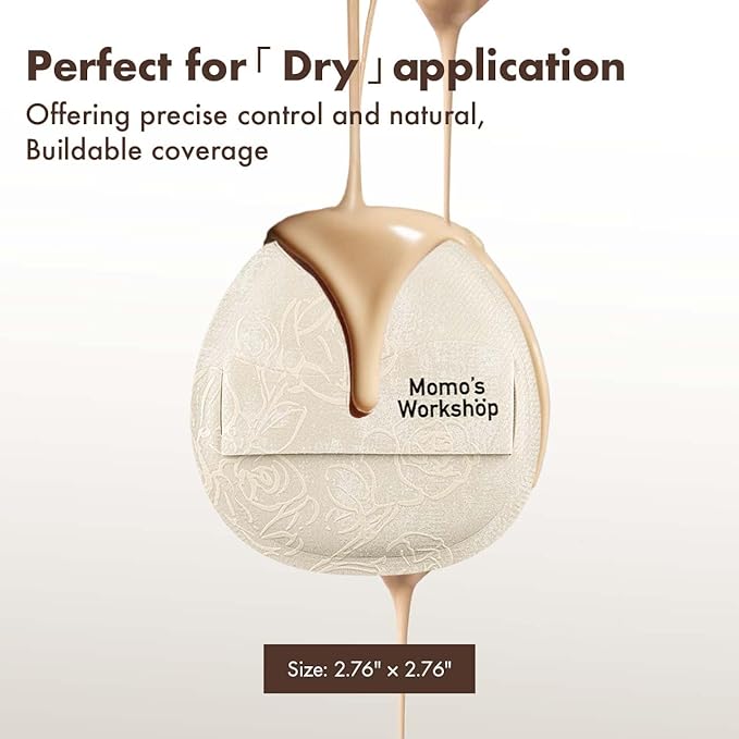 Satin White Flat-cut Shape Makeup Sponge,Firm Bounce Rubycell,Cushion Sponge with Wide PU Leather for Quick-Dry/Full Coverage Foundations, Cosmetic Puff,2pcs Beauty Puffs &Storage Case