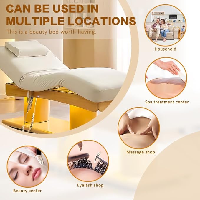 Electric Facial Bed - Massage Table,Spa Beauty Treatment Table & Lash Bed for Tattoo Shop with One-Button Lift (4.0 Motor)