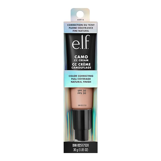 e.l.f. Camo CC Cream, SPF 30 Color-Correcting Medium-To-Full Coverage Face Foundation, Delivers An Airbrushed Finish, Vegan & Cruelty-Free, Fair 150 C