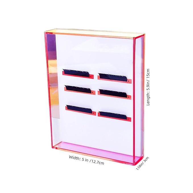 Eyelash Grafting Pallet with Cover, Dust-proof Acrylic Lash Tile holder, Dazzling Eyelash Extensions Storage Gasket Pads with Suction for Tweezers (Transparent Pink L)