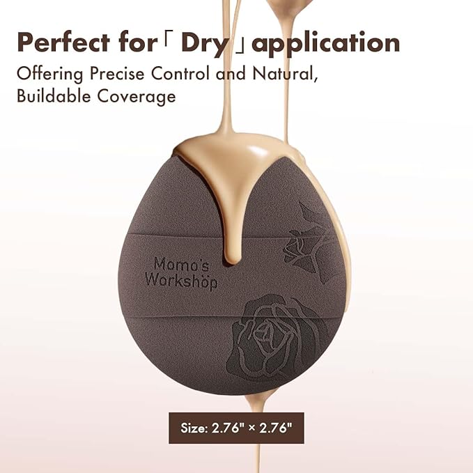 Rose Tatami Makeup Sponge Set,Double-Sided Flat-Edge Shape Rubycell for Liquid Foundations, Non-Absorbent & Fast Blending,Soft, Fluffy & Bouncy, 2 Beauty Puffs &Storage Case