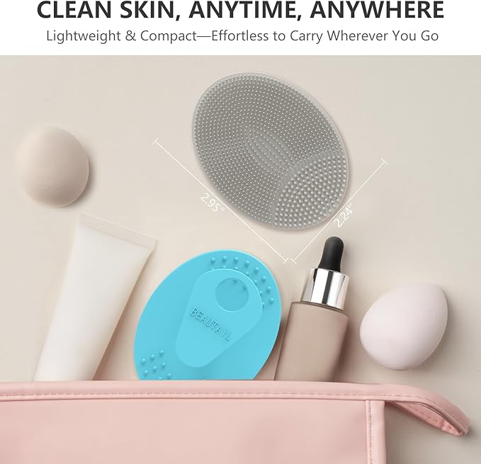 Face Scrubber 4 Pack, BEAUTAIL Silicone Manual Facial Cleansing Brush for Men Women, Gentle Face Scrubber Exfoliator, Skin Care Exfoliating Face Brush, Black+Green+Pink+Darkblue