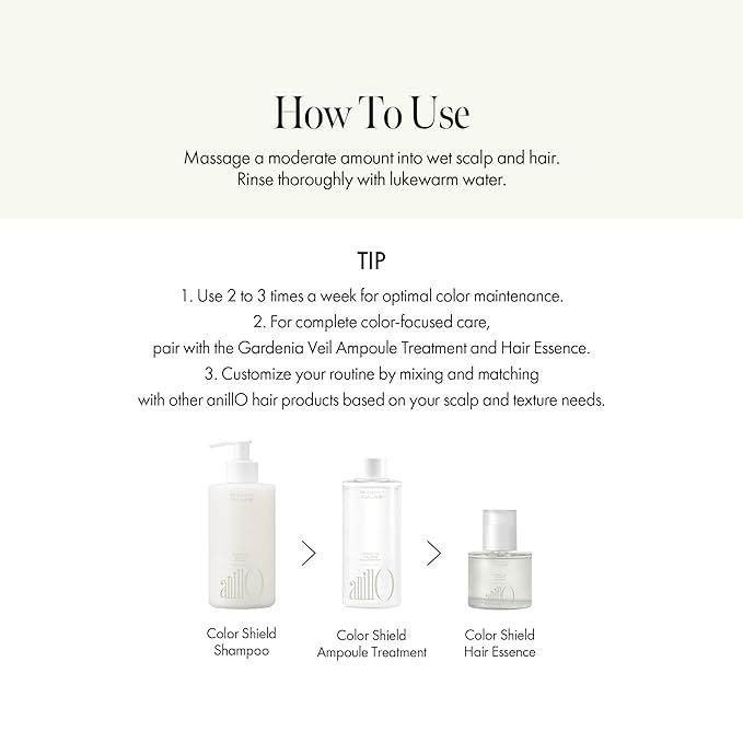 ANILLO Gardenia Veil Color Shield Shampoo – Color-Treated Hair Care with Vegan Collagen, Protein Complex & White Bloom – Shine Enhancing, Damage Repair, Sulfate & Silicone-Free – 300ml / 10.1 fl oz