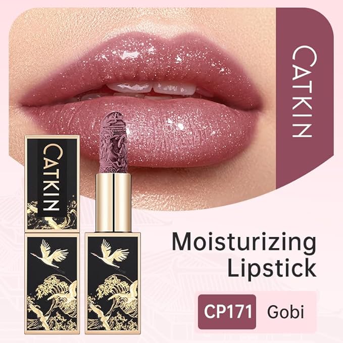 Catkin Lipstick Gift Set for Women, Full Coverage Shimmer Glow Finish, Long Lasting Weightless with Hydrating Creamy Texture 0.13 oz x 3pcs