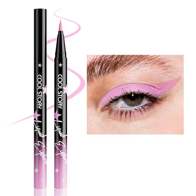 COOL STORY Liquid Eyeliner Waterproof Smudge Proof Eye Liner, 24H Long-Lasting, 0.6ml/0.02 fl.oz (Pink)