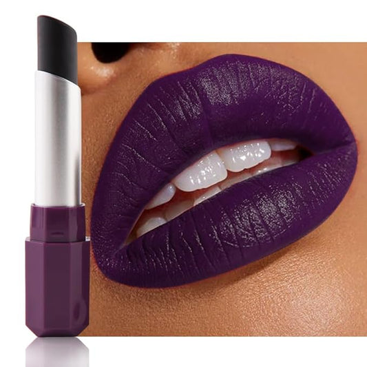 Dark Purple Matte Lipstick - Lip Crayon & Face Paint Stick for Women, Smooth Pigmented for Everyday Halloween Birthday Party Wear, Younger-Looking Lip Makeup, Labial para fiesta de disfraces 07