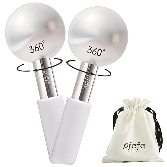 Pfefe 360 Rotating Ice Globes for Face & Eyes, Unbreakable Stainless Steel Cryo Sticks for Beauty Routines, Facials Cold Roller Colling Globes for Puffiness, Wrinkles, Dark Circles, Headaches