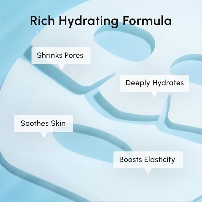 MAREE Collagen Facial Mask with Hyaluronic Acid - Hydrating Face Masks Skincare - Mascarillas Faciales For Women Skin Care - White, 4 Count