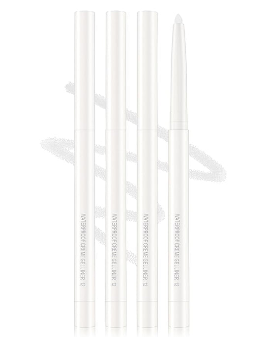 4PCS White Eyeliner, Waterproof Smudge Proof Long-lasting,High-Pigmented Colorful Eye Liner, Retractable