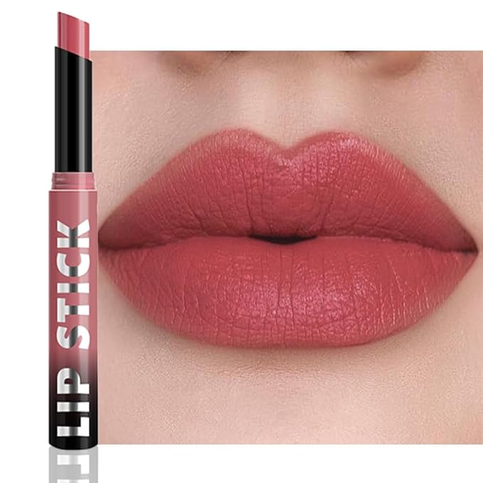 Matte Lipstick Crayon for Women, Peach Nude Lip Stick Pencil 24 Hour Long Lasting Waterproof, Non-Drying Hydrating Formula Lip Gloss Makeup, Vegan & Cruelty-Free, 02