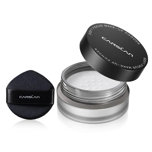 CARSLAN Soft Focus Loose Setting Powder, Waterproof, Matte, Oil Control, Shine Free, Talc-Free Face Powder Makeup, 24H Longwear Finishing Powder, 01 Translucent （Sample）
