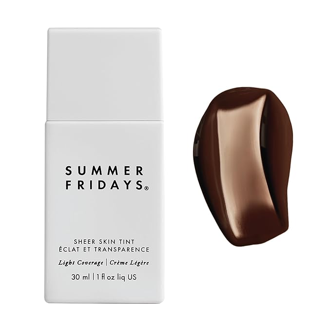 Summer Fridays Sheer Skin Tint - Skin Tint with Hyaluronic Acid - Helps Diminish Uneven Skin Tone - Sheer to Light Coverage - Shade 10 - Rich Deep with Neutral Undertones (1 Fl Oz)