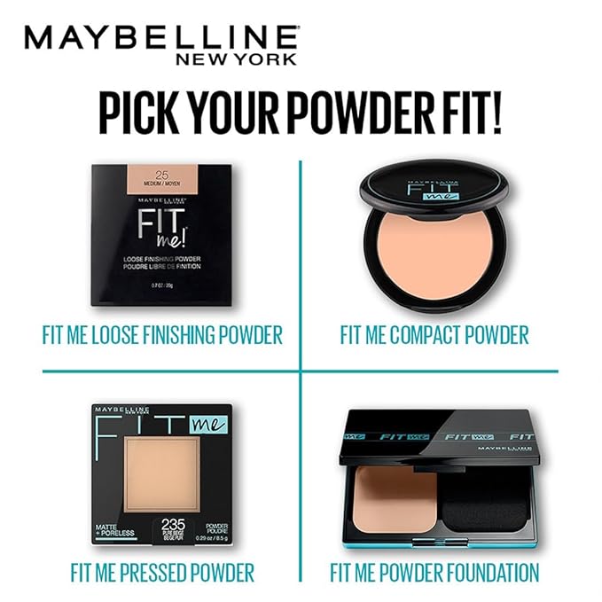 Maybelline Fit Me Matte + Poreless Pressed Face Powder Makeup & Setting Powder, Porcelain, 1 Count