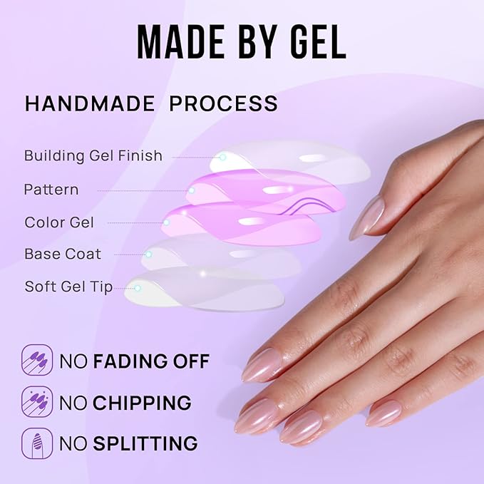 BTArtbox Press On Nails Almond - Short Nude Natural Nails Press Ons, Glue On Nails for Wedding Birthday Gift, Supremely Fit & Glossy Stick On Nails in 15 Sizes - 30 Nail Kit, Nudies
