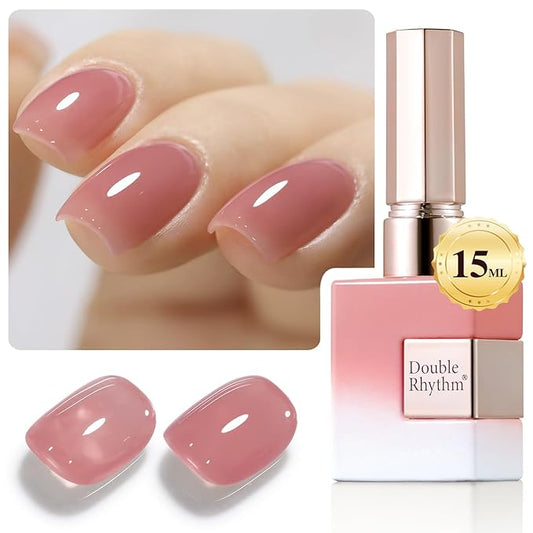 Double Rhythm 0.50 OZ Translucent Gel Polish Same Color Same Bottle Sheer Pastel Neutral Natural Milky 15 ML Jelly UV Nail Art DIY at Home (Pale Purple Pink-A1495)