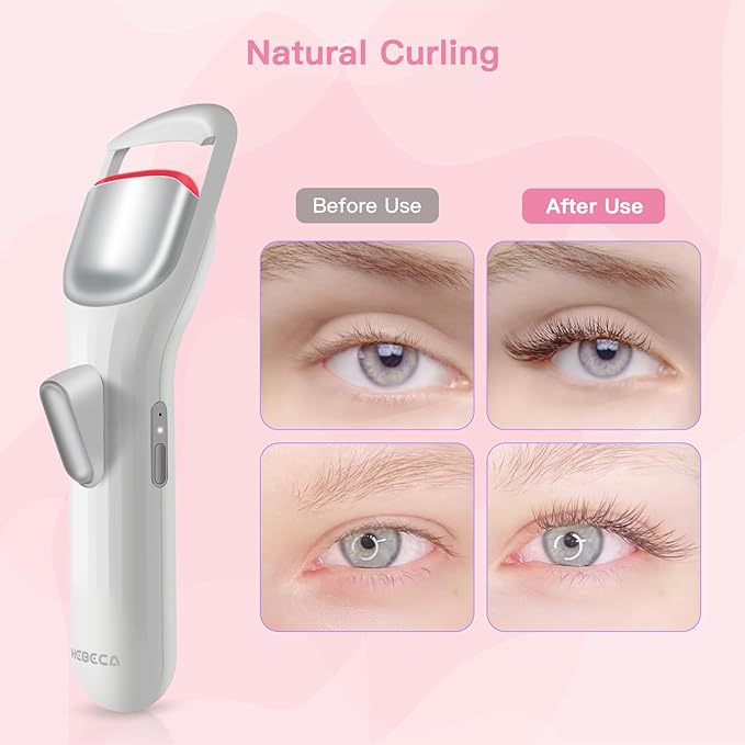 Heated Eyelash Curler Pro,Heated Lashes Curler with 149°F /167°F Heat Settings, Heat Eye Lashes Curler with Food-Grade Silicone pad and Rechargeable 600mAh Battery (Pearl White)