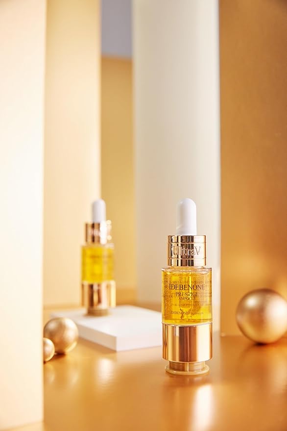 Ultra V Idebenone Prestige Ampoule, 1Vial, Anti-Aging Antioxidant Serum, 0.34 fl oz Each - Antioxidant, Anti Wrinkle, Smoothes, Softens, Hyaluronic Acid, Peptides