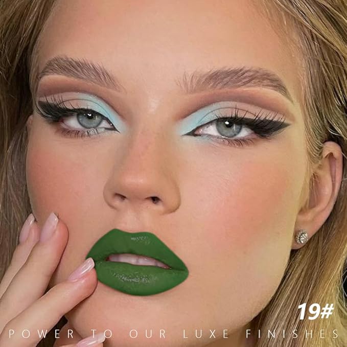 Forest Green Matte Lipstick - Pigmented Lip Crayon & Face Paint Stick for Women Everyday Halloween Birthday Party Wear, Younger-Looking Lip Makeup, Labial para fiesta de disfraces 19