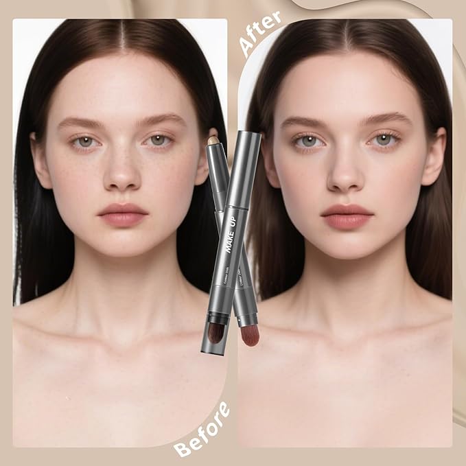 DAGEDA Neutral Contour Stick,Cream Contour Makeup with Brush,Lightweight, Blendable, Longlasting Creamy Bronzer Stick, Matte Finish Natural Face Contouring Makeup